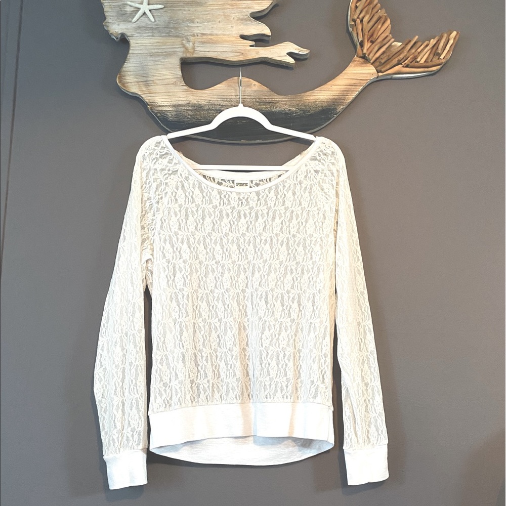 NWOT VS PINK lace white top